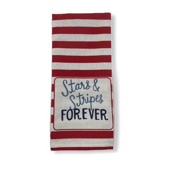 Oven Mitt Pot Holder Tea Towel Set Stars Stripes Forever Flag Americana 4th July - Picture 4 of 5
